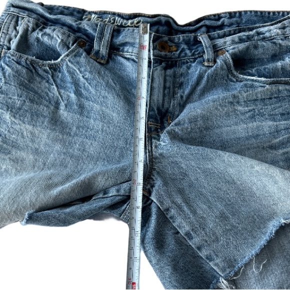 🌻4/$20 Madewell Distressed Bleached Cotton Jean Shorts Size 29 - Picture 5 of 16